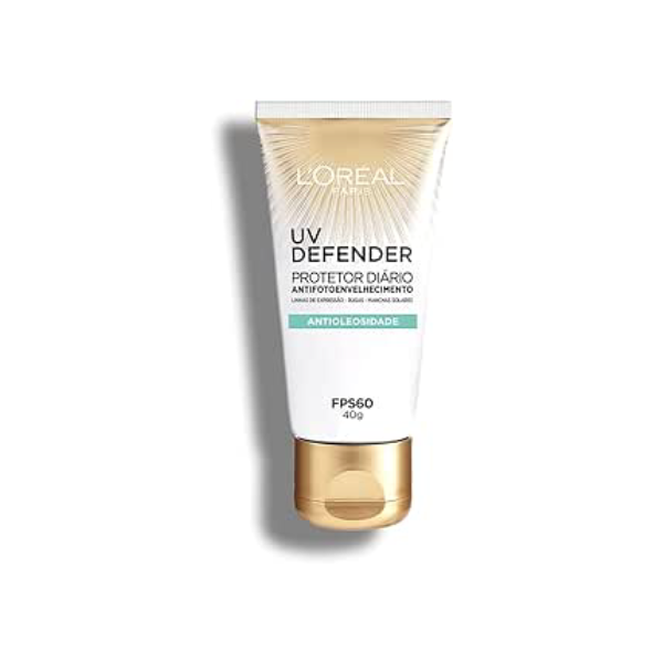 L'Oréal Paris UV Defender Antioleosidade FPS 60 Sem Cor Protetor Solar Facial Diário Antifotoenvelhecimento com Ácido Hialurônico Puro para Pele Oleosa 40g