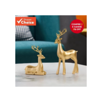 2pcs Estátua de Veado Artesanal em Resina para Decoração de Estante de Livros em Casa, Dia dos Namorados e Natal