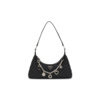 GUESS Bolsa de ombro Everlee com zíper superior, preta, Preto, One Size