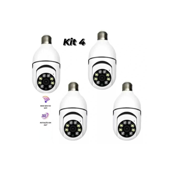 Kit 4 Câmera De Segurança À Prova D'água Aplicação De Lâmpada Sem Fio Yousee Visão Noturna full HD