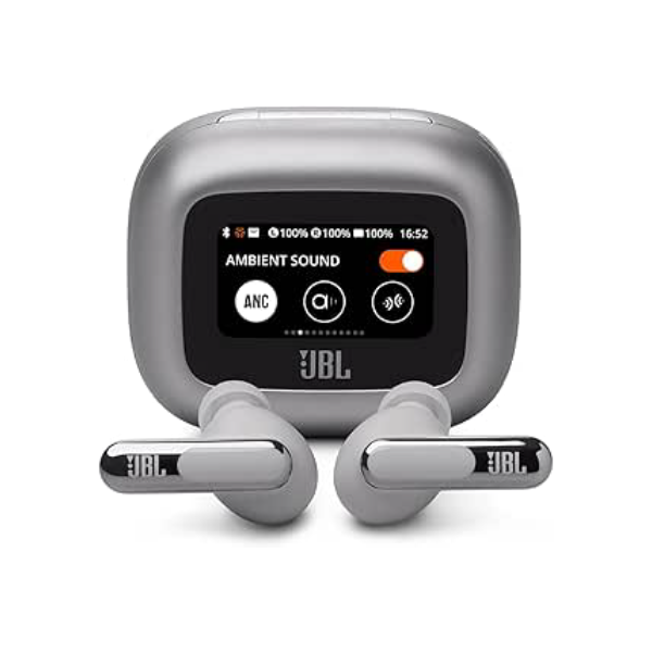 JBL, Fone de Ouvido Bluetooth, Live Beam 3, In-ear, Tela de 1.45", Cancelamento de Ruído - Prata