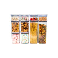 Kit 10 Potes Herméticos Acrílico Quadrado Empilháveis Transparente