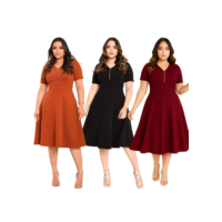 Vestido Midi -Godê Rodado -Comprido-Moda Evangélica Premium com zíper