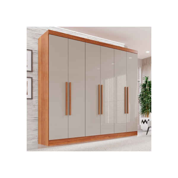 Guarda-roupa Casal 6 Portas 2 Gavetas França Cinamomo/Off White