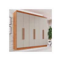 Guarda-roupa Casal 6 Portas 2 Gavetas França Cinamomo/Off White