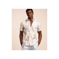 Camisa em Voil com Estampa Floral Outline Branco
