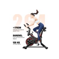 Bicicleta de Spinning Profissional 120kg | Display Multifuncional + Correia Silenciosa | Ideal para Home Office e Academ