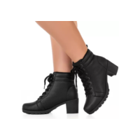 Coturno Feminino Bota Tratorada Salto Baixo Confortável