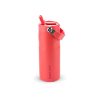 Stanley - Garrafa de Água Aerolight Flip Straw, Canudo Integrado, Abertura Grande, Aço Inoxidável Leve, 473ml Hot Coral