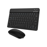 Combo de teclado e mouse Bluetooth ultrafino, portátil, recarregável, teclado sem fio para tablet Android, celular, smartphone, iPhone, iPad mini, Pro Air 10.2 10.9 11 12.9 33.0 cm (preto)