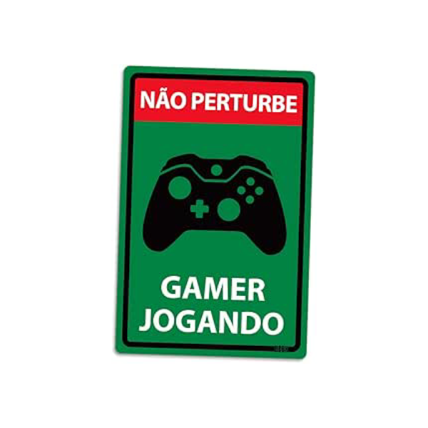 Placa Decorativa em Acrílico, tamanho 24x16cm, modelo GAMER JOGANDO X