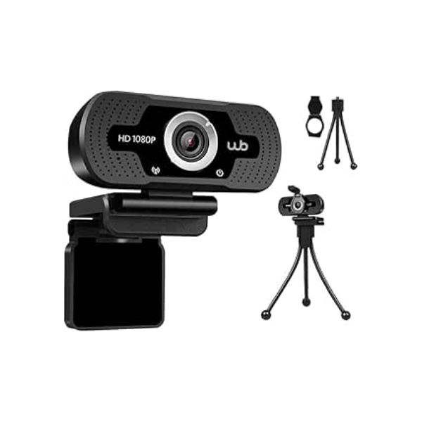 Webcam USB Full HD 1080P WB com Microfone Ângulo 110° e Tripé