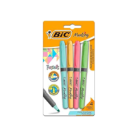 Pincel Marcador de Texto Cores Pastel BIC Marking, Ponta Chanfrada, Grip, 1.5 - 3.5mm, 970913, 4 Cores