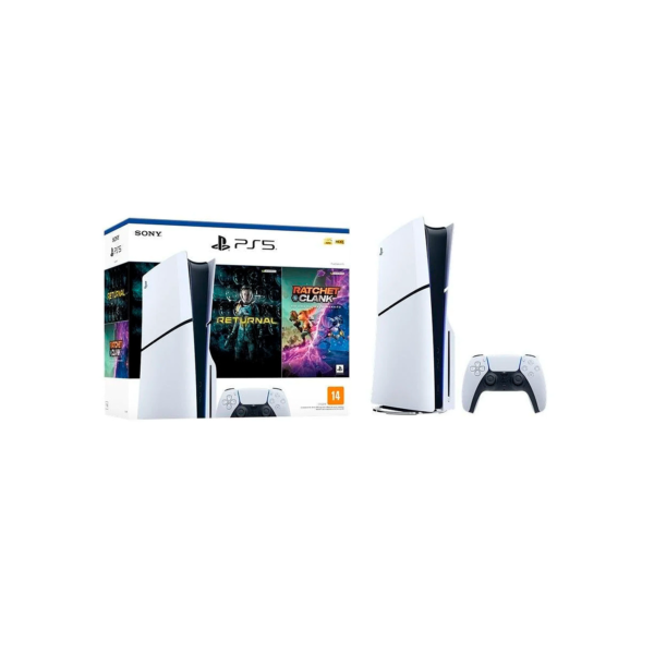 Console PlayStation 5 Slim Edition Branco + Returnal e Ratchet e Clank + Controle Sem Fio Dualsense Branco