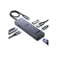 UGREEN Revodok Pro 6 em 1 USB C Hub, Adaptador Gigabit Ethernet com 4K 60Hz HDMI, 100 W PD, Portas de Dados USB A&C 3.2 de 10 Gbps Compatível com Mac M1/M2/M3, iPad, iPhone 16 Pro/Pro Max, Steam Deck