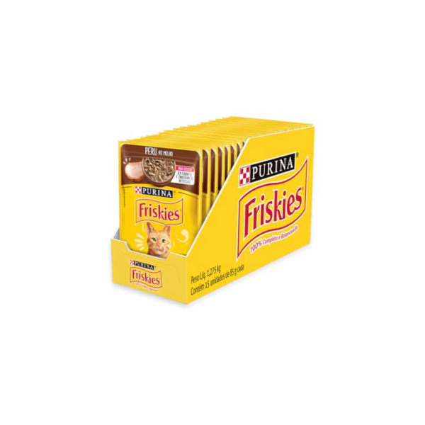 Pack Ração Úmida Friskies Para Gatos Adultos Sabor Peru Ao Molho - Com 15 Sachês 85g