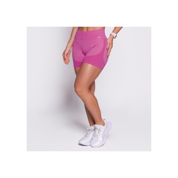 Short Feminino Basico Fitness Sem Costura Canelado Poliamida Academia Sport Corrida Push Up Selene