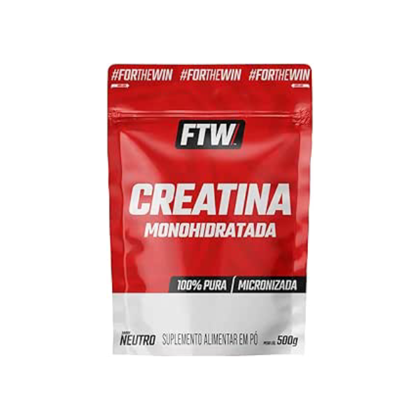 FTW Creatina Monohidratada Refil 500g 100% Pura - Explosão de Energia, Força e Resistência - Absorção Rápida para Ganho de Massa e Performance