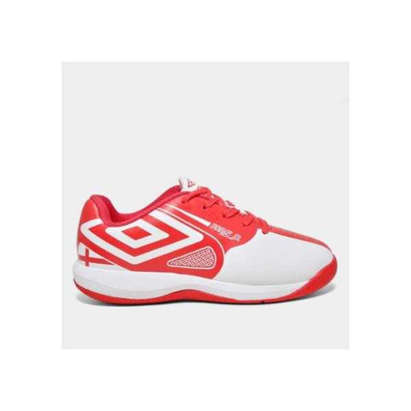 Chuteira Futsal Umbro Pro 5 Jr England Unissex - Branco+Vermelho