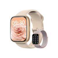 Relogio Smartwatch Feminino, Tela HD de 1,8" Relógio Smartwatch com Alexa,100 Esportes,Frequência Cardíaca e Monitoramento do Sono,IP68 à rova d'água, Compatível com Android iOS, 2 Pulseiras (Dourado)