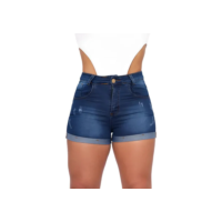 Shorts Jeans Feminino Cintura Alta  Com Lycra Super Moderno!