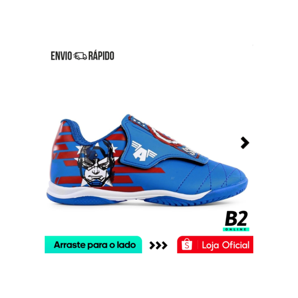 Chuteira Futsal Dray Marvel Original Sem Cadarço Infantil Original Com Nota Fiscal e Garantia