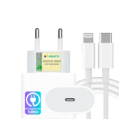 Fonte Carregador 25W Turbo + Cabo Usb-C-Lightning Compatível iPhone X Xr SE 11 12 13 14 Carga Ultra Rápida - Premium®