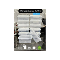 Kit 10 Marmita Potes 800ml com Travas Laterais BPA FREE Alimentos organizadores de congelador