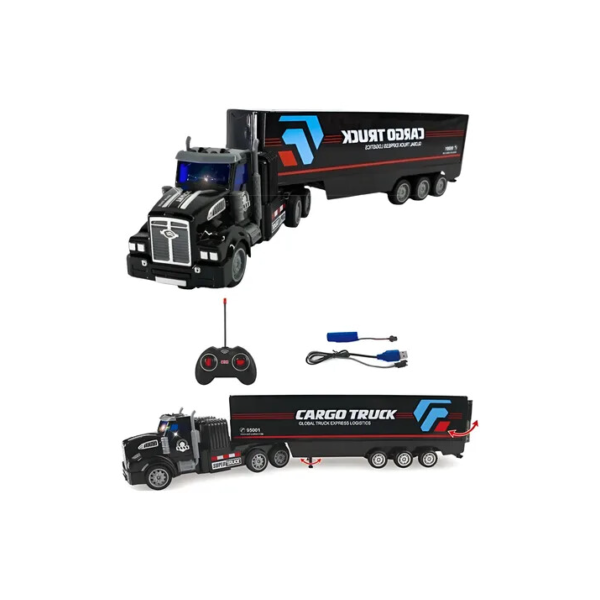 Carrinho Controle Remoto Caminhão Cargo Truck Recarregável Preto Cargo Truck