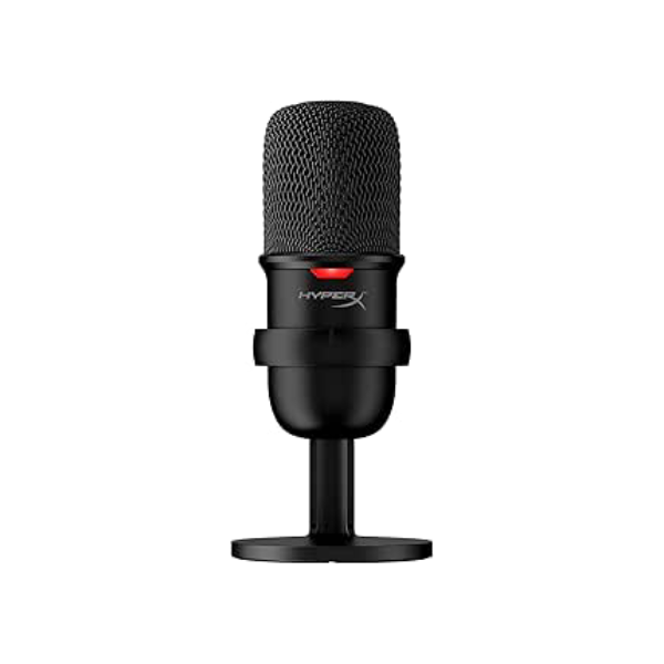 Microfone Condensador USB HyperX Solocast - Alta Resolução de 24 bits/96 kHz, Sensor de Toque-para-Silenciar com indicador de LED, Cardióide, para Streaming, Podcasts, Jogos, Preto (4P5P8AA)