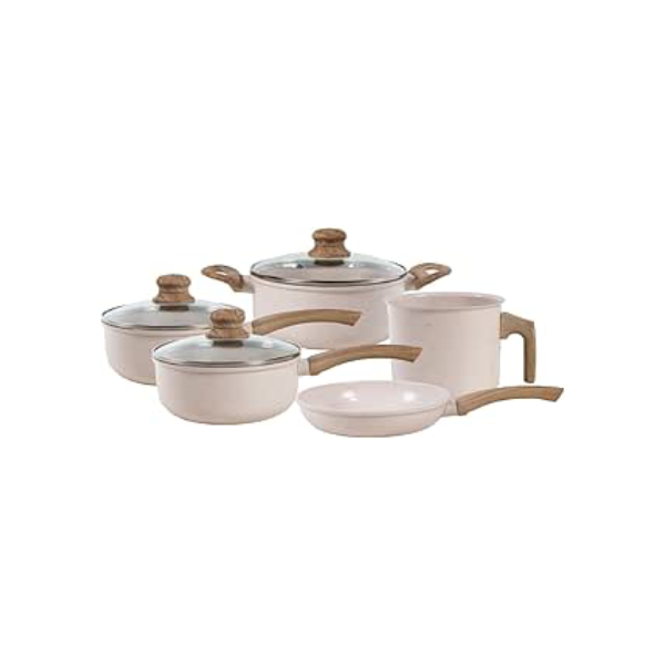 Jogo de Panelas de Alumínio Revestimento Cerâmico com Antiaderente Ecoglide Tuut Vanilla 5 peças