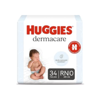 Fralda Huggies Premium Dermacare Tamanho RN - 34 Fraldas Premium com Tecnologia Avançada para Pele Sensível do bebê que ajuda previnir assaduras