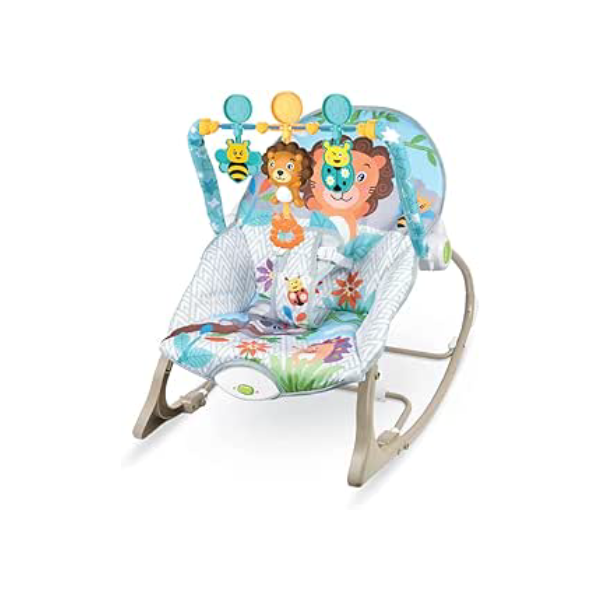 Maxibaby Cadeira de Descanso e Balanco Funtime Leão, Cinto 3 Pontos, (Até 18 kgs), Multicolorida