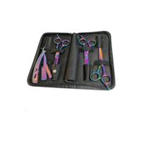 Kit 3 Tesouras Profissionais Barbeiro Fio Laser Navalhas Cor