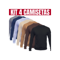 KIT 4 Blusa Manga Longa 100% Algodão Lisa Masculina Sem Estampa Camiseta Manga Comprida