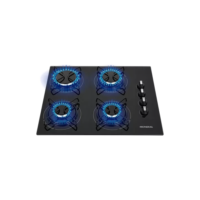Cooktop a Gás com 4 Bocas Queimadores com Mesa de Vidro Temperado Mondial CTG-01 Preto/Inox Bivolt 110V/220V