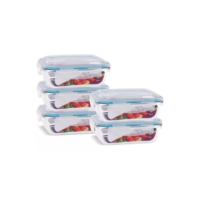 Conjunto 5 Potes Vidro Hermético Marmita Mantimentos 640ml