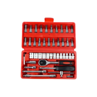 Jogo De Soquete Aco Crv 1/4 Catraca Chave Allen C/ Maleta 46 Vermelho