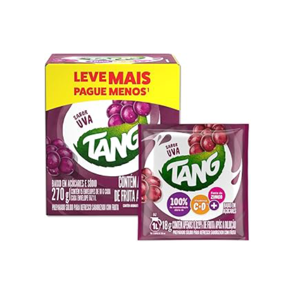 Refresco Em Pó Tang Uva Caixa Com 15 Unidades De 18g