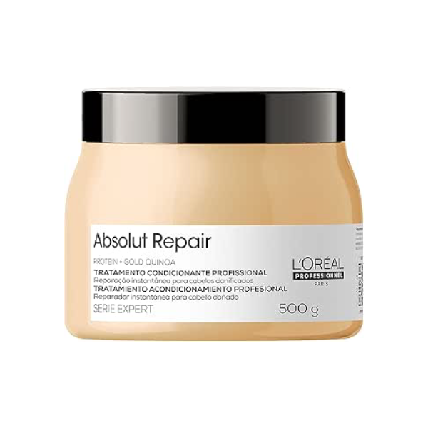 L'Oréal Professionnel Máscara Capilar Absolut Repair, Tratamento Capilar Proteico Para Nutrição Profunda, Hidrata, Repara Danos e Acrescenta Brilho, Para Cabelos Secos e Danificados, 500g