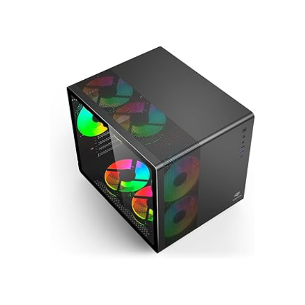 Gabinete AQUARIUS Gamer C3Tech MT-G710BK Preto Lateral de vidro temperado USB 2.0, 3.0 e USB-C Conector P2 para Audio e Microfone Comporta até 7 coolers Fan