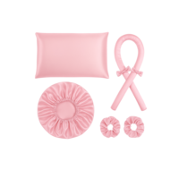 kit cetim anti frizz touca cetim + modelador sem calor curling rod + fronha