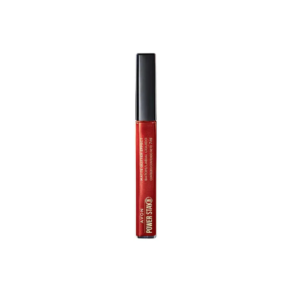 Batom Avon Líquido Matte Glitter Effect Power Stay - Cereja Brilhante