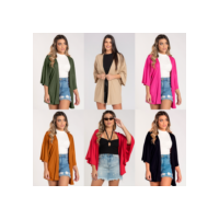 Kimono Cardigan Feminino Manga 3/4 Soltinho Viscose Blogueirinha Terceira Peça -Casaquinho Feminino-Saída de Praia