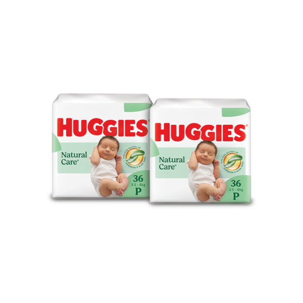 Kit 2 - Fralda Premium Huggies Natural Care P 36 Un