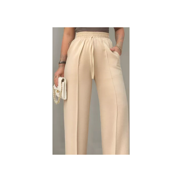 Calça Pantalona Duna Wide Leg Feminina Com Elástico E Bolso