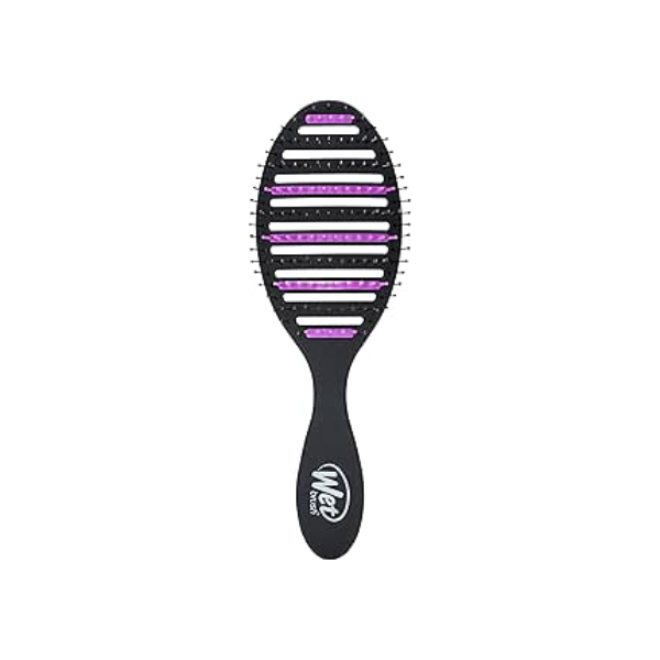Wet Brush Escova de cabelo preta desembaraçadora Refresh and Extend Speed Dry – Design ventilado e cerdas HeatFlex ultra macias são seguras para secar no secador – Remove o excesso de sujeira de óleos