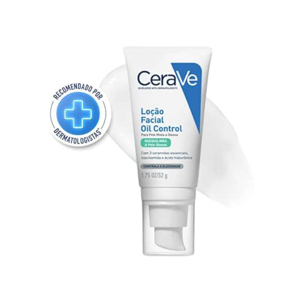 CeraVe Loção Facial Hidratante Oil Control para Pele Mista a Oleosa, Com 3 Ceramidas Essenciais, Ácido Hialurônico e Niacinamida, Hidratação Prolongada e Acabamento Matte, 52g