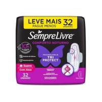 Sempre Livre Absorvente Externo Noturno Plus Noite e Dia Suave 32un Embalagem pode variar