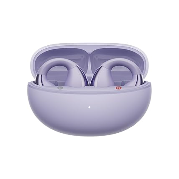 Fones de Ouvido Abertos QCY Crossky C30, Fones Bluetooth 5.4 com Clipe, Conforto Leve, Ajuste Estável, 25 Horas de Reprodução (Roxo)